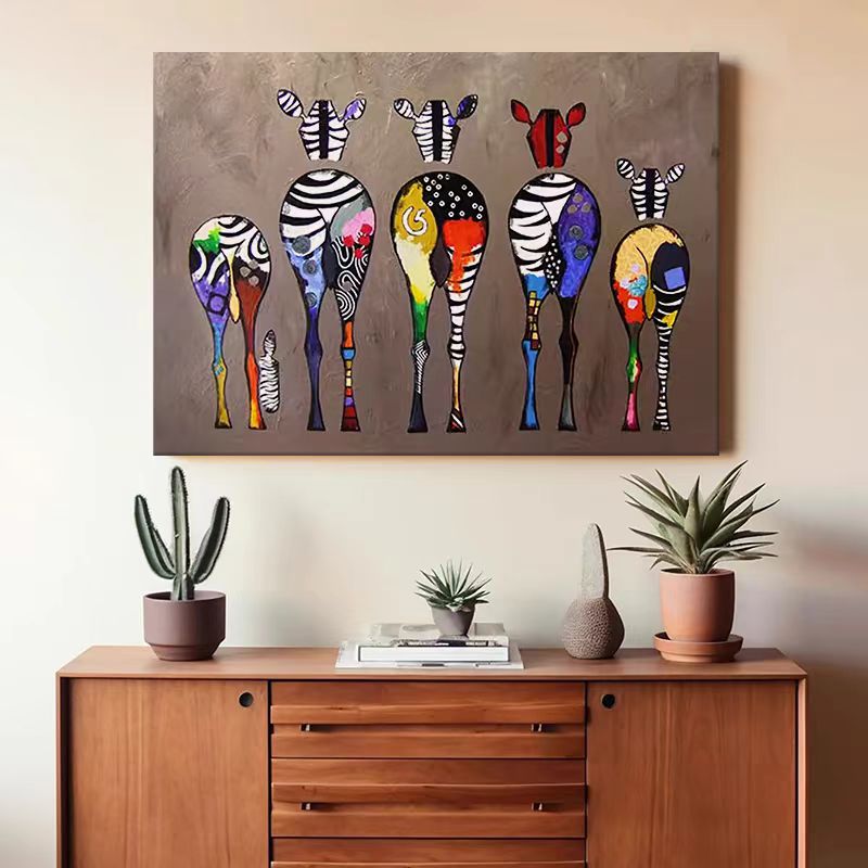 Zebra Herd Color Rear Seat Banksy Graffiti Street Canvas Wall Art 