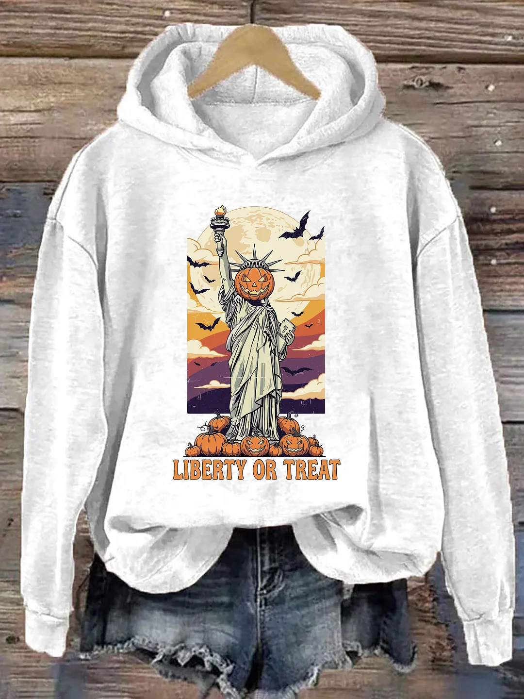 Liberty Or Treat Pumpkin Statue Hoodie