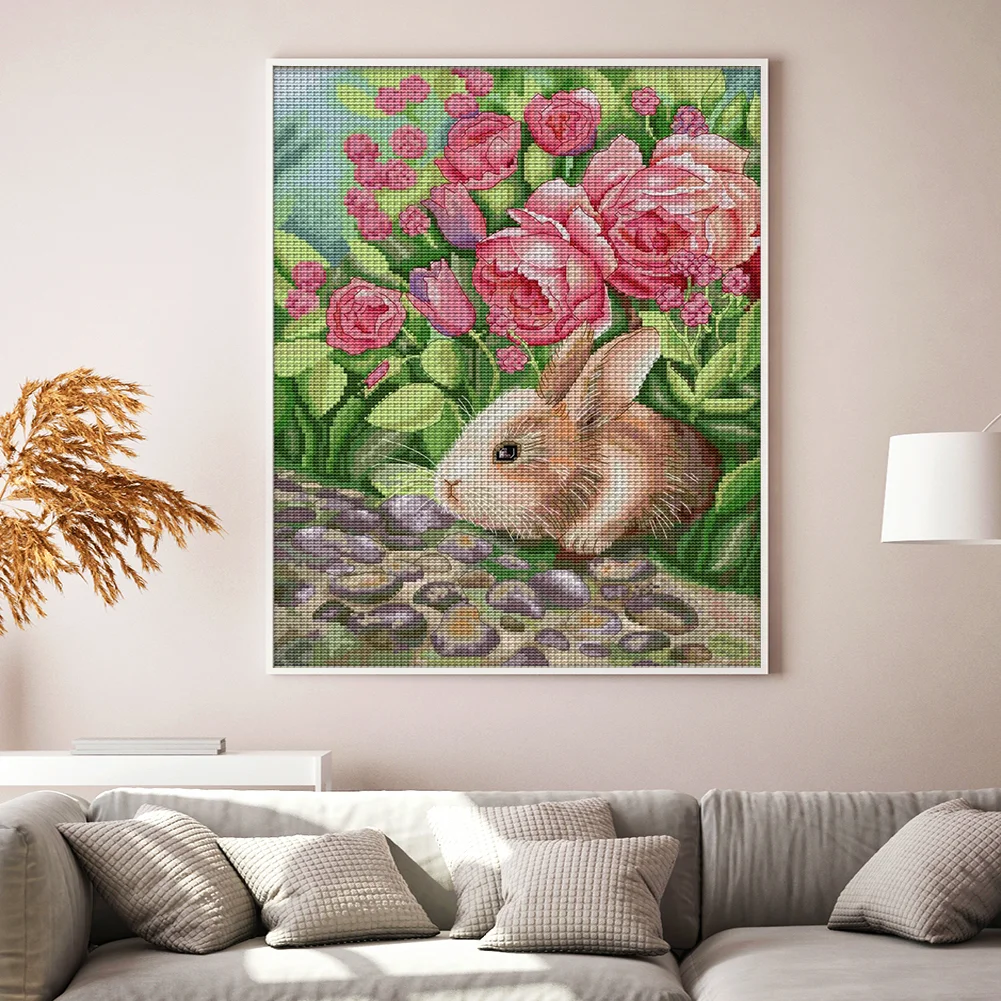 DIY Stamped Cross Stitch 11CT Full Embroidery 42*52cm - Smelling Rabbit