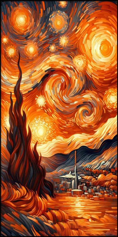 Van Gogh Starry Sky Tree Landscape 11CT/14CT Stamped Cross Stitch 40*80CM