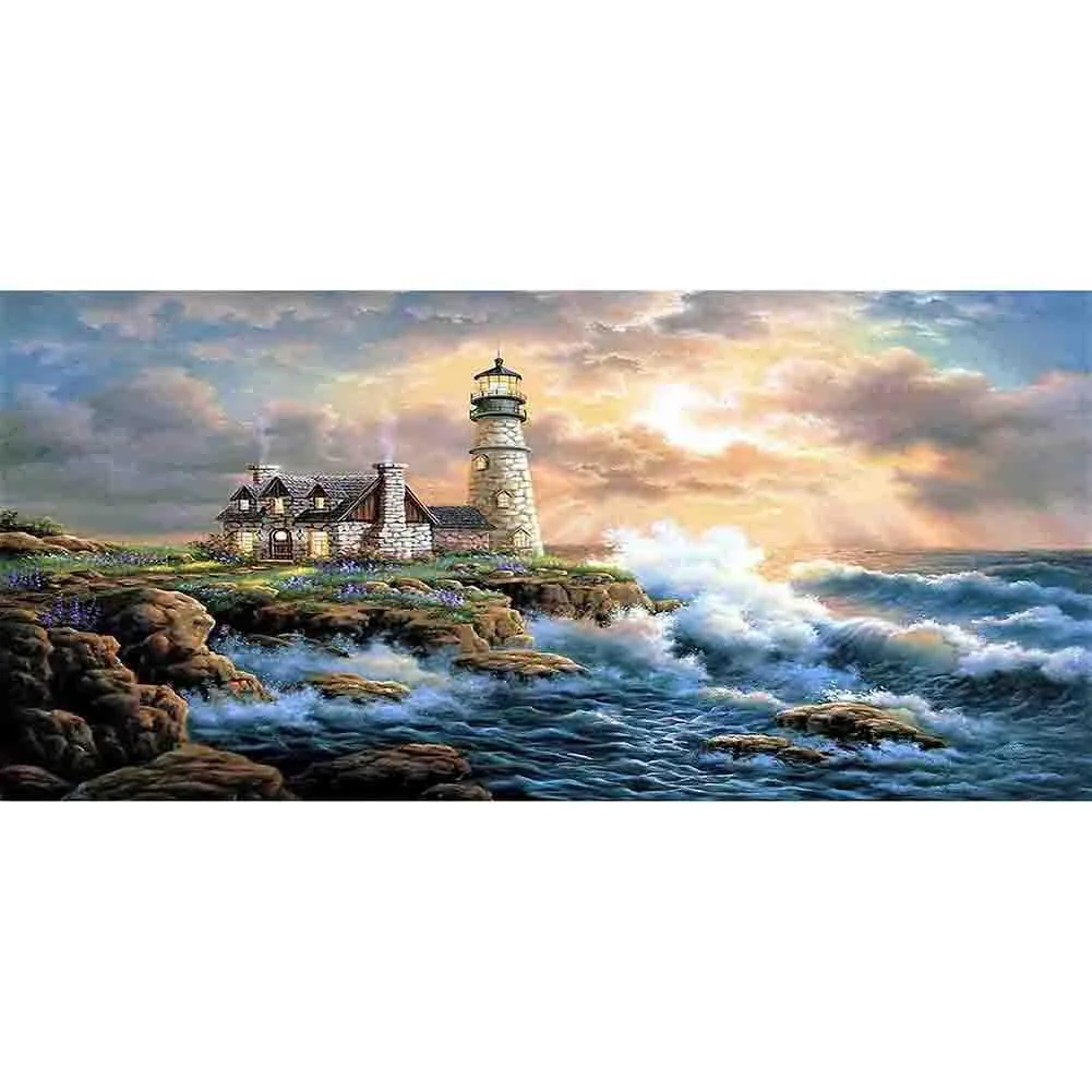 Big Size Round Diamond Painting - Lighthouse (80*30cm)