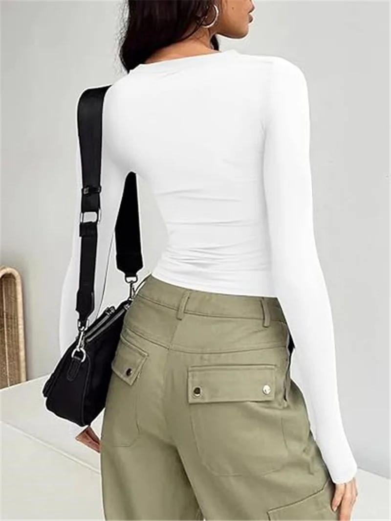 Athvotar Athvotar And Winter Bottom New Solid Color Buffet Long-Sleeved Jacket Short T-Shirt Top