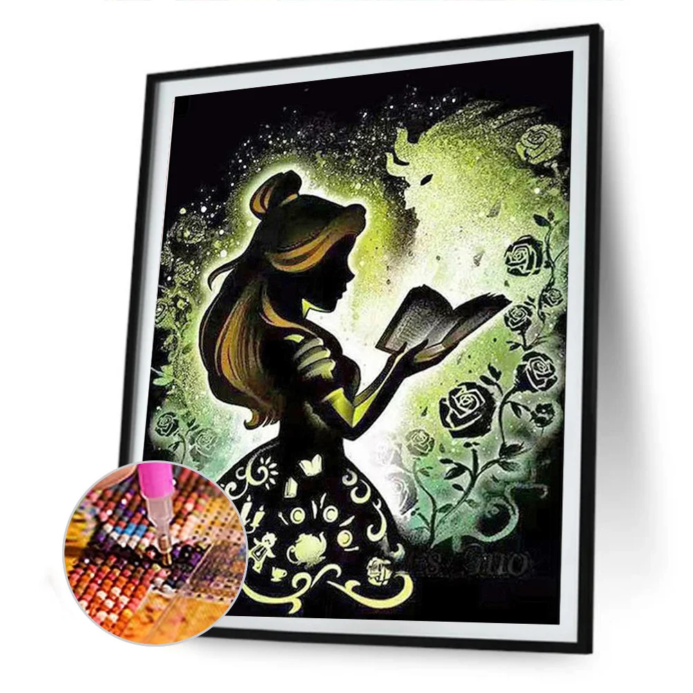 Disney Princess Silhouette 30*40cm(canvas) full round/square drill diamond  painting