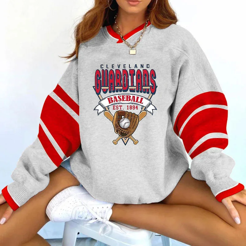 Vintage Women's Support Cleveland Guardians Baseball  Print Sweatshirt