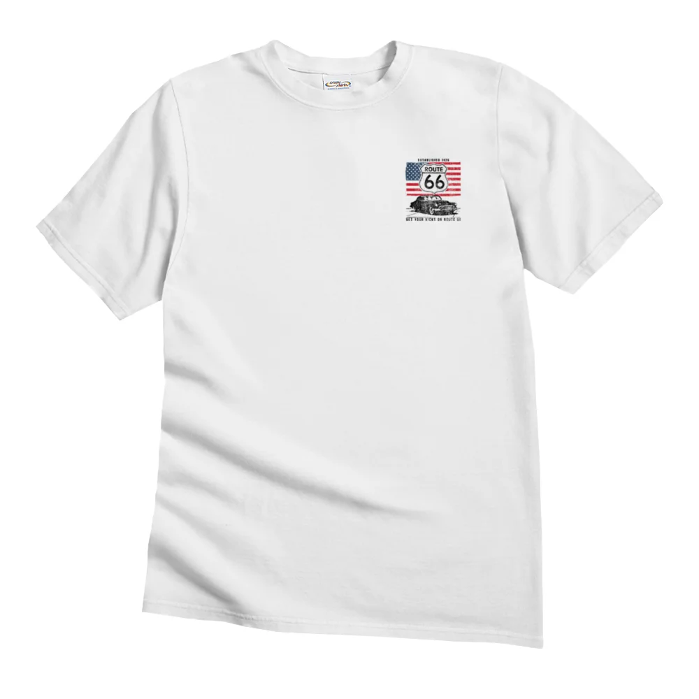  Route 66 American Flag Graphic T-Shirt for Men and Women - Perfect for Travel Enthusiasts