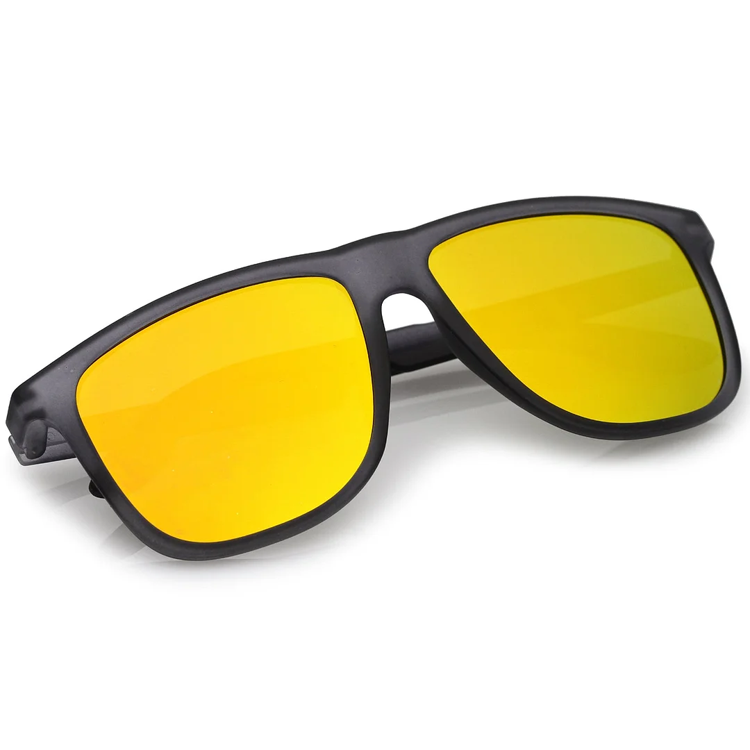 Lifestyle Rubberized Matte Flat Top Colored Mirror Square glasses 55mm