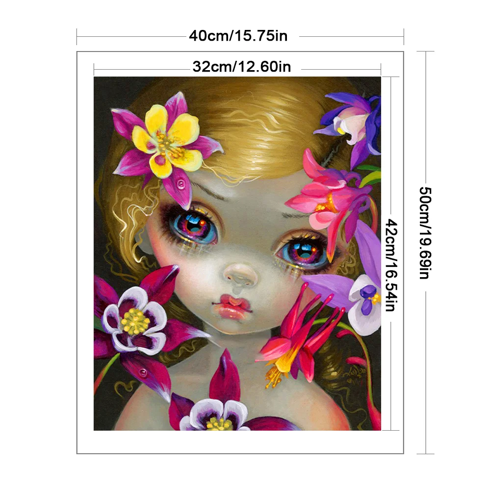 DIY Stamped Cross Stitch 11CT Full Embroidery 40*50cm - Big Eyes Girl