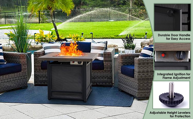 Grand patio Propane Fire Pit Tables Outdoor 29 Inch Integrated-Ignition Gas Fire Pit with Lid, CSA Safety Certified and Steel Table Top