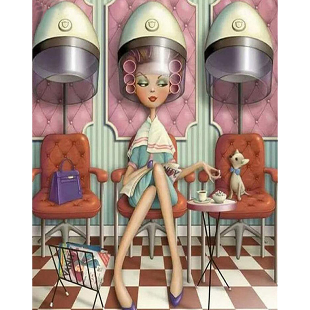 

Cartoon Permed Hair Girl - Round Drill Diamond Painting - 30*40CM, 501 Original