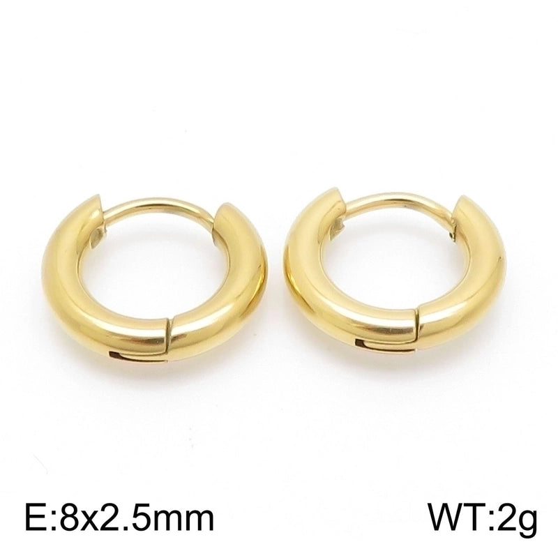1 Pair Streetwear Solid Color Titanium Steel 18K Gold Plated Hoop Earrings