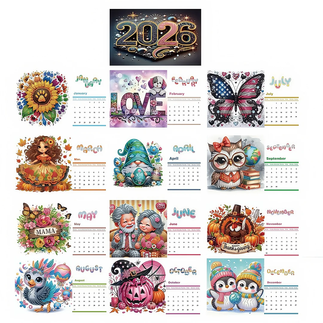 5D/DIY Calendar Crystal Painting Desk Calendars Kit Diamond Decorations Calendar