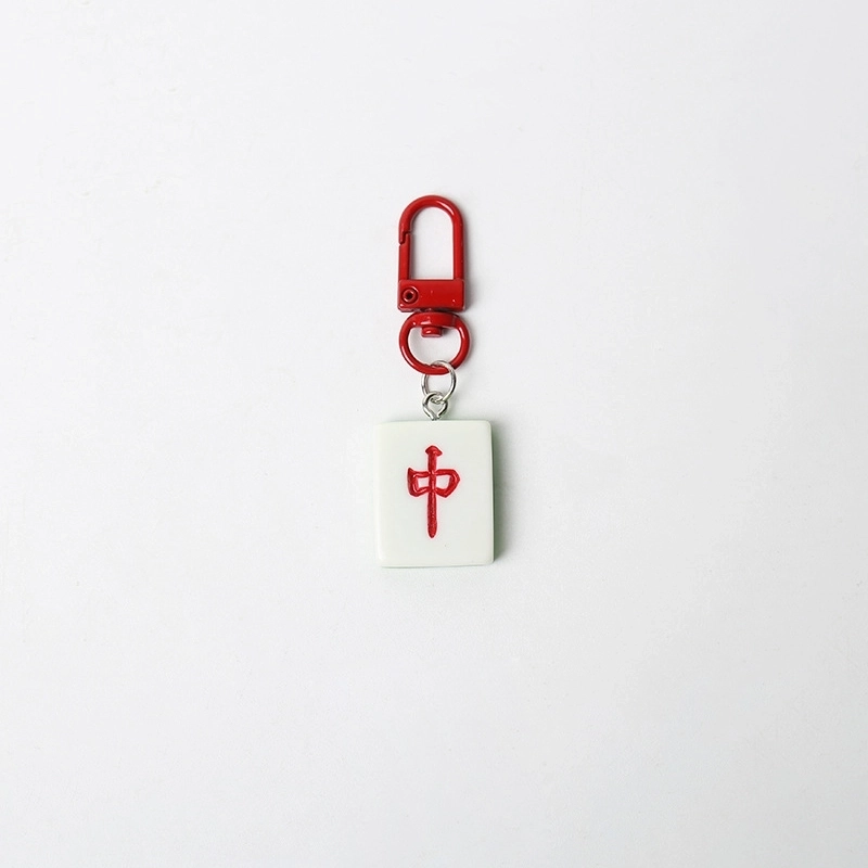 Chinoiserie Cute Mahjong Synthetic Resin Alloy Bag Pendant Keychain