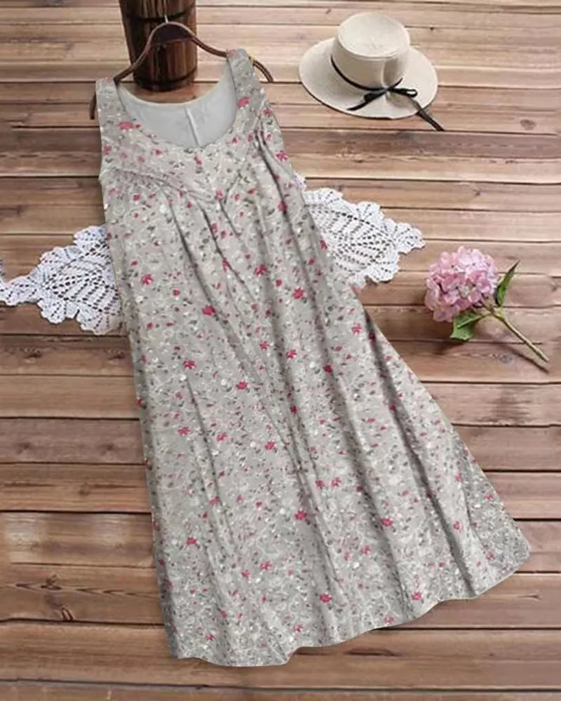 Sleeveless Printed Dress
