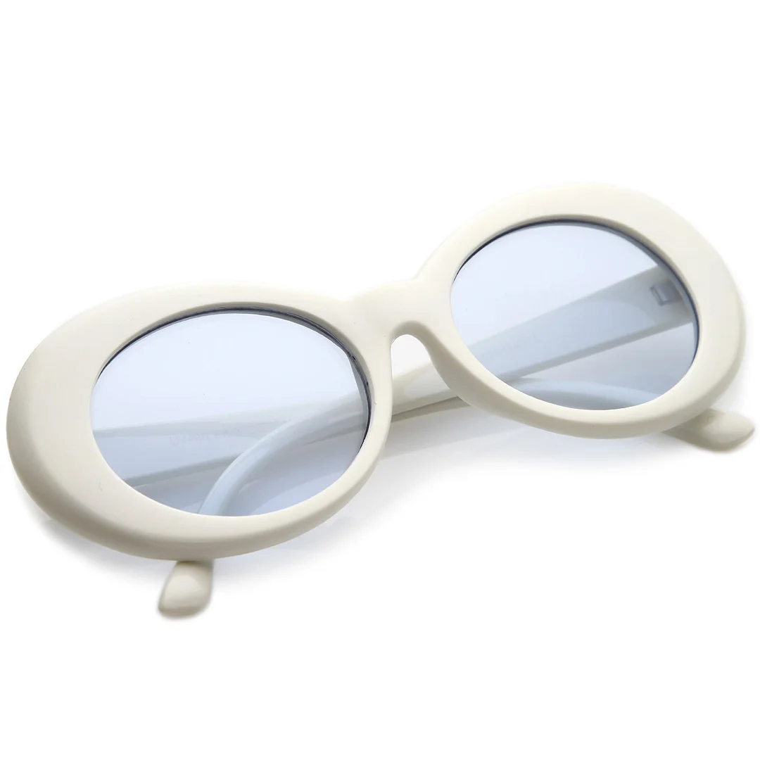 Retro White Oval glasses With Tapered Arms Colored Round Lens  51mm