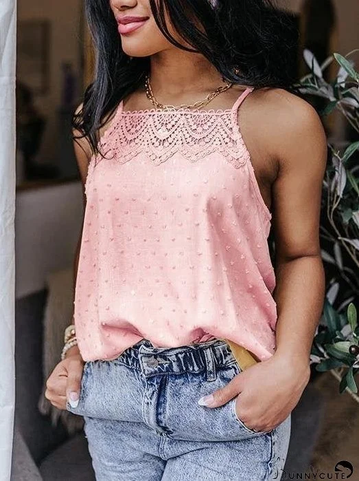All-match Solid Color Lace Sleeveless Camisole