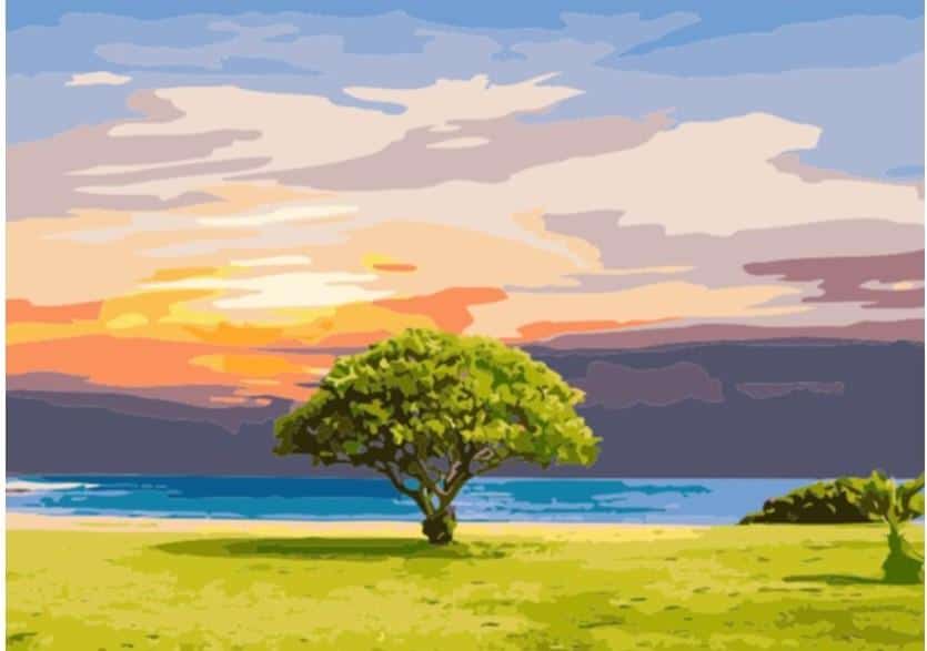 

Tree in Grassland – Paint By Numbers - 40*50CM, 501 Original