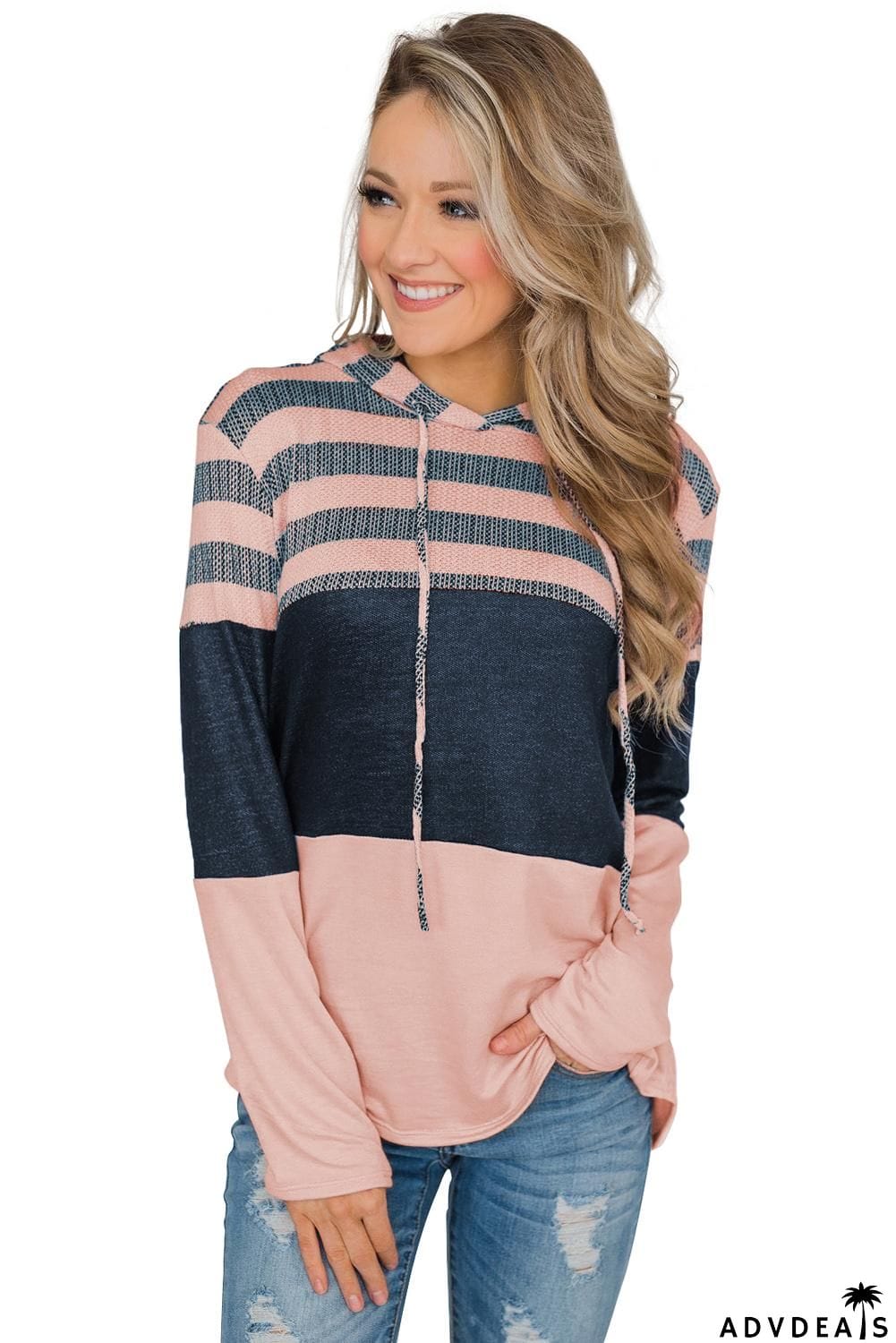 Color Block Drawstring Hoodie