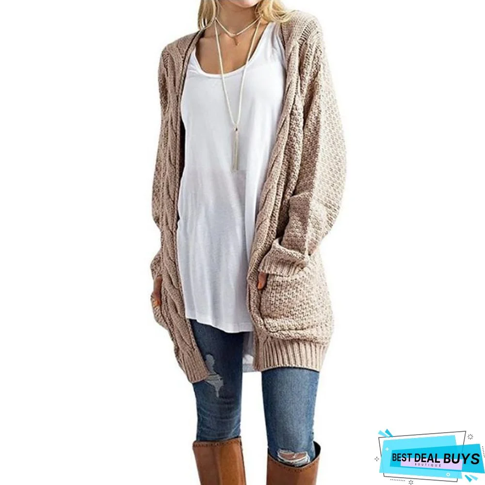 Women's Long Sleeved Cardigan Sweater