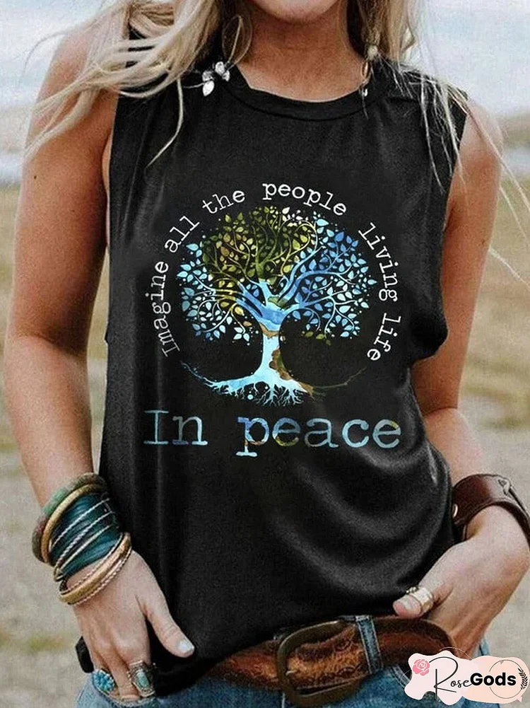 Imagine All The People Living Life In Peace Print Vest