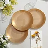 10 Pack | 8" Gold Round Plastic Dessert Plates With Gold Rim, Disposable Appetizer Salad Party Plates