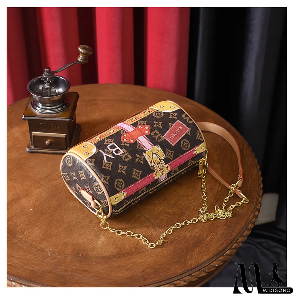 MidiSono - High-end Vintage Print All-match Chain Shoulder Messenger Bag