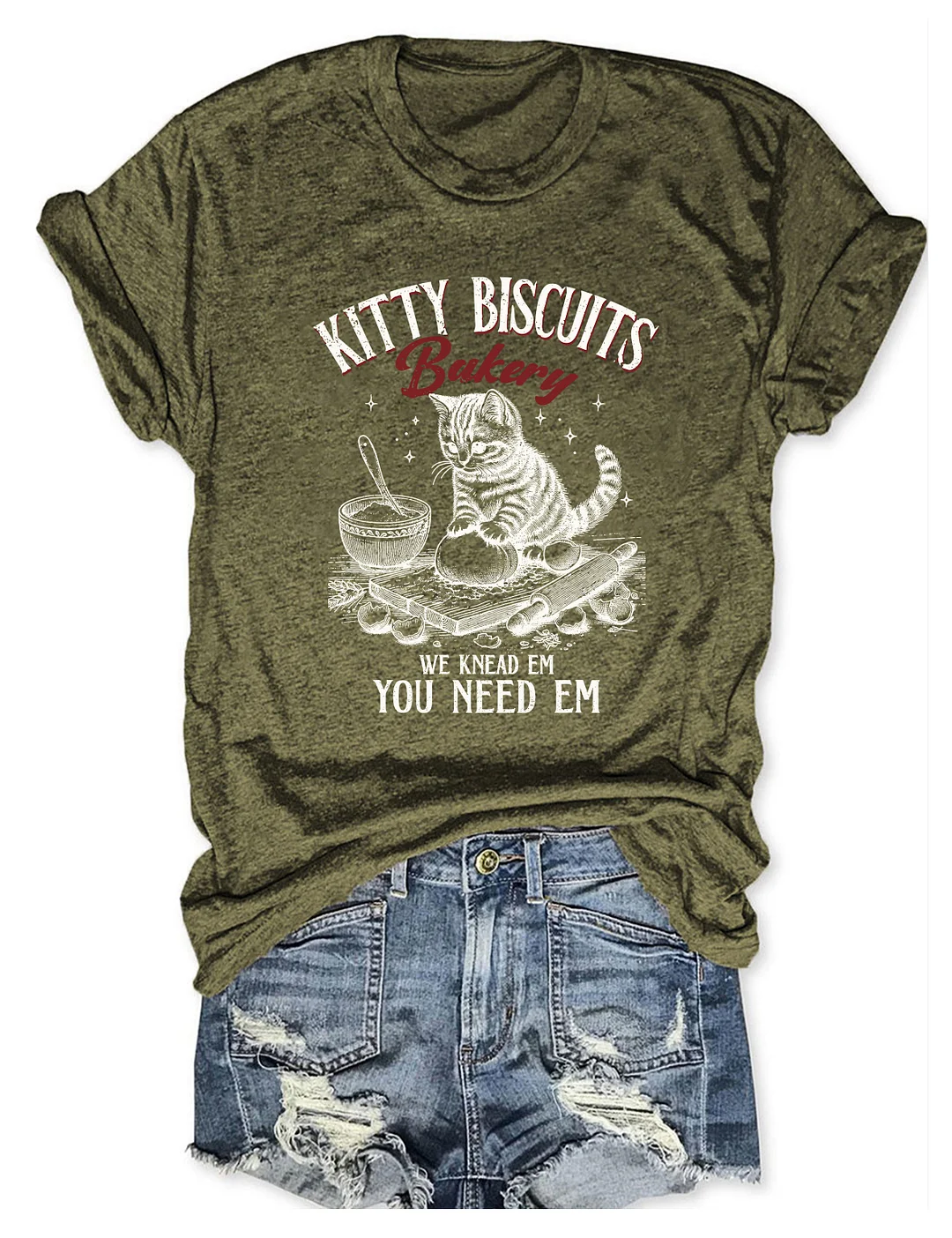 Kitty Biscuits We Knead Em You Need Em T-shirt