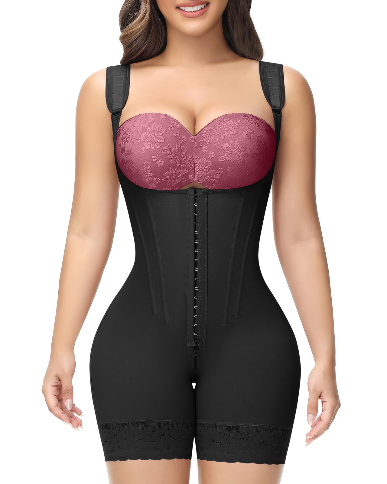 Hook & Eye Tummy Control Zipper Crotch Shaping Bodysuit