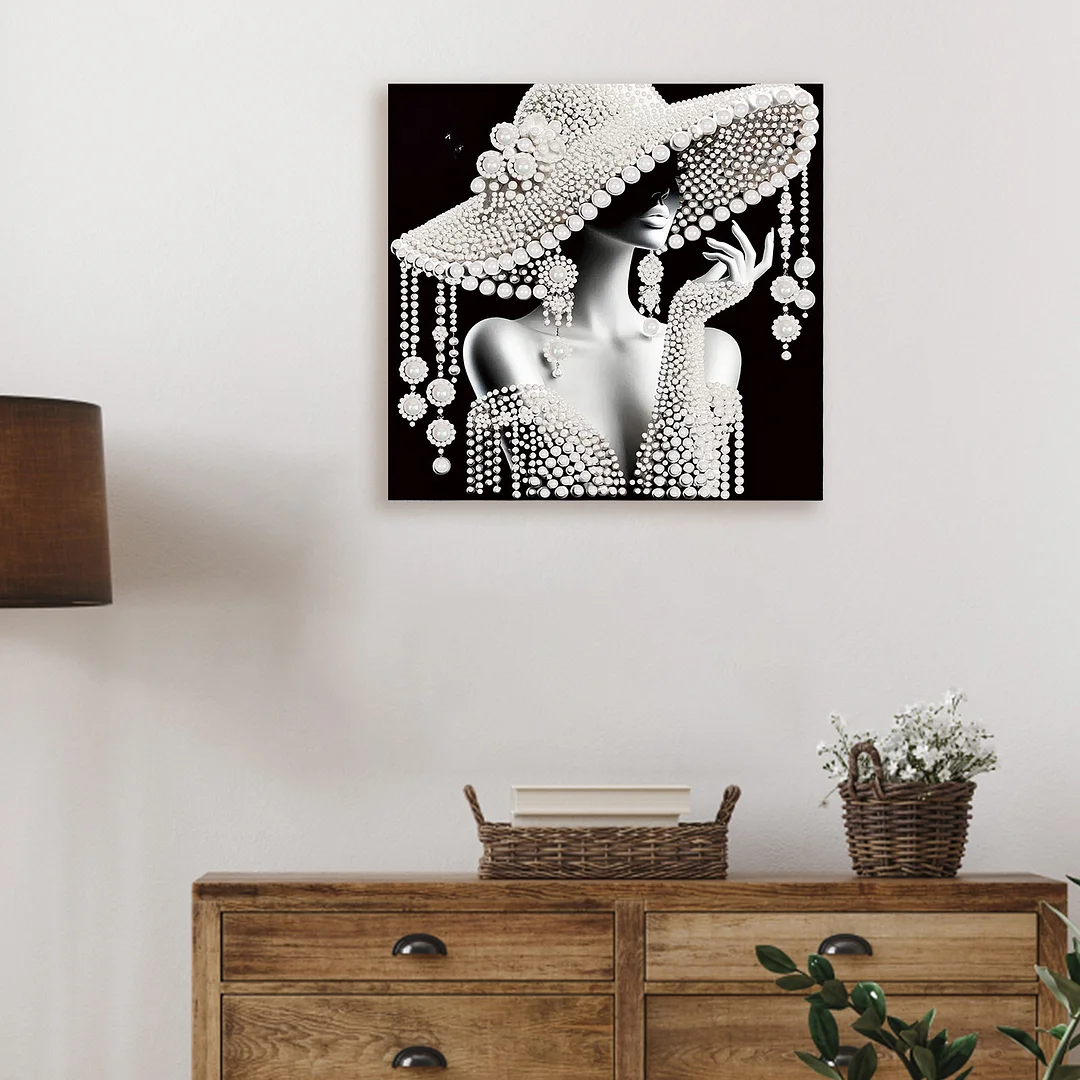 Lady - DIY Pearl Diamond Art Kit With Frame 30*30cm