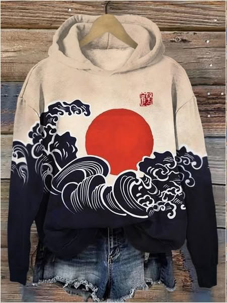 Japanese Lino Art Print Hoodie