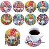 8Pcs Goblin DIY Wood Diamond Painting Coasters Kit with Round Base