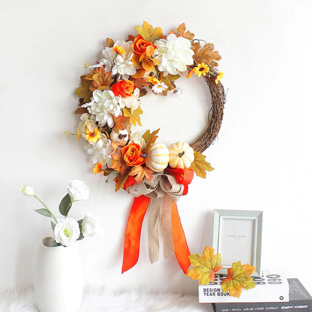 Autumn Simulation Pumpkin Wreath Thanksgiving Door Ornament