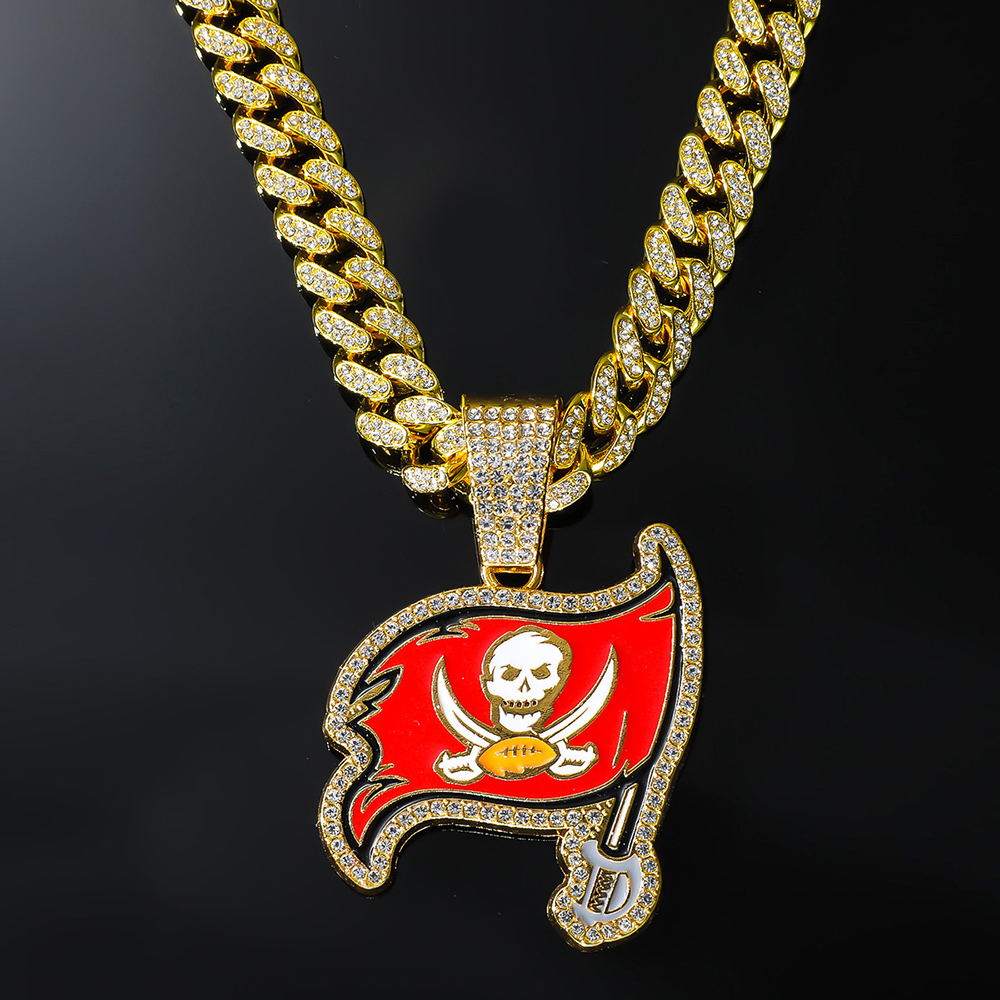 Buccaneers Flag Iced Out Shiny CZ Stone Gold/Silver Pendants