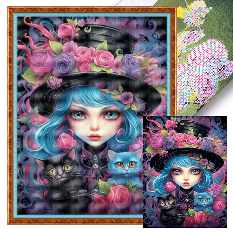 【Yishu Brand】Girl Holding A Cat (40*56cm) 11CT Stamped Cross Stitch gbfke