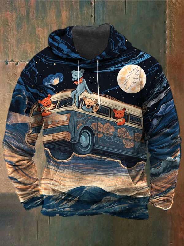 Unisex Bear Print Heavyweight Hoodies