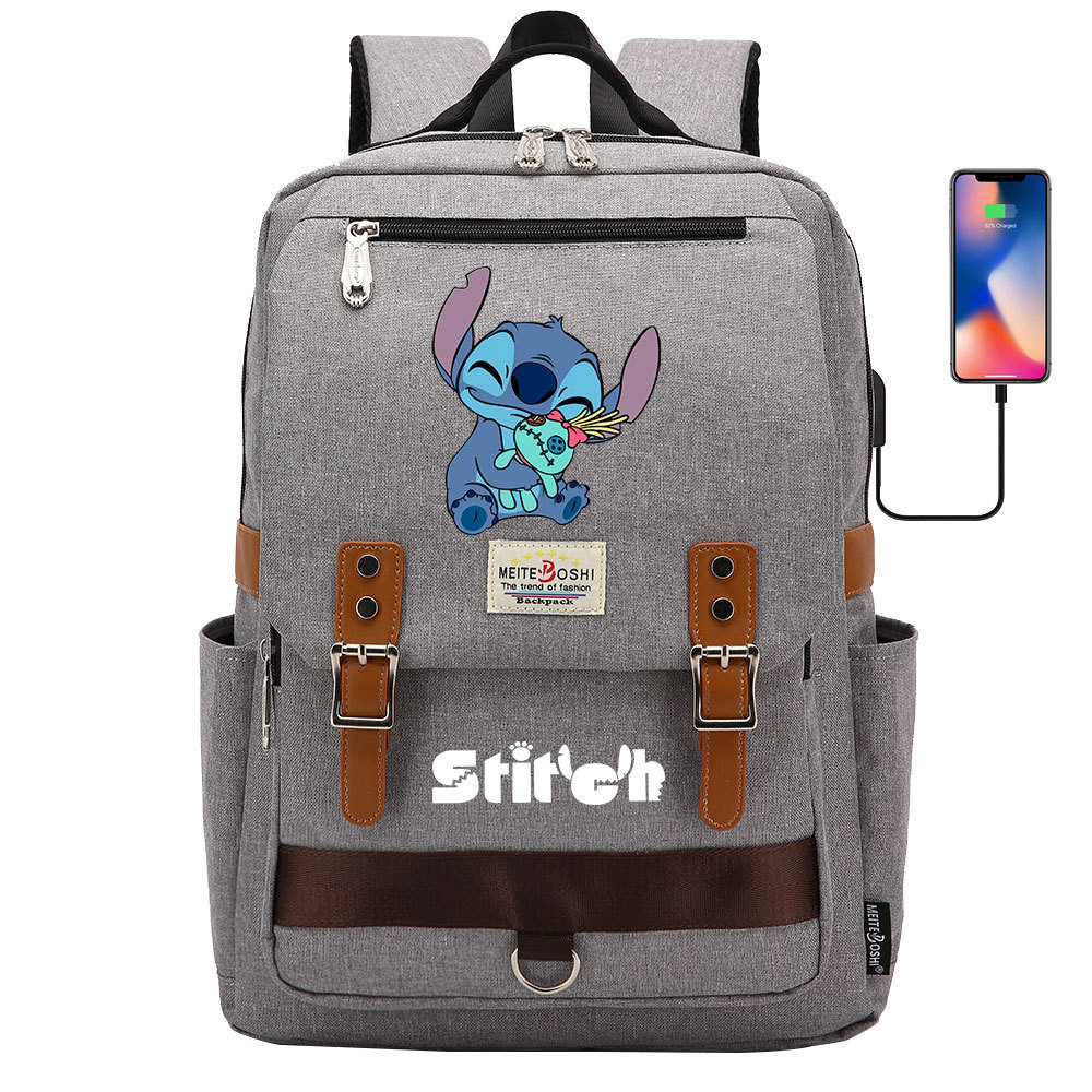 Stylish Lilo & Stitch Backpack with USB Charging and 15-Inch Laptop Compartment - Perfect for School and Travel-Mayoulove