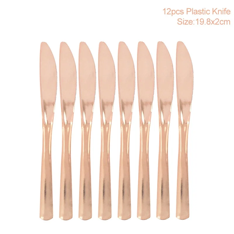 Rose Gold Party Disposable Tableware Paper Cup Plate Napkins Birthday Party Decorations Wedding Supplies Baby Shower Favors