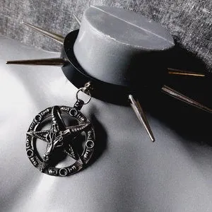 pornhint Pornhint Baphomet Spike Choker | Collar - goth gothic sigil of baphomet goat of mendes long spikes metal studs sm bdsm fetish collar satanic necklace
