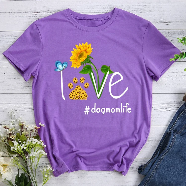 Love Dog Mom Life Sunflower T-Shirt-012908-CB