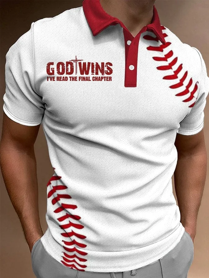 Men's Casual Baseball Print POLO Shirt socialshop