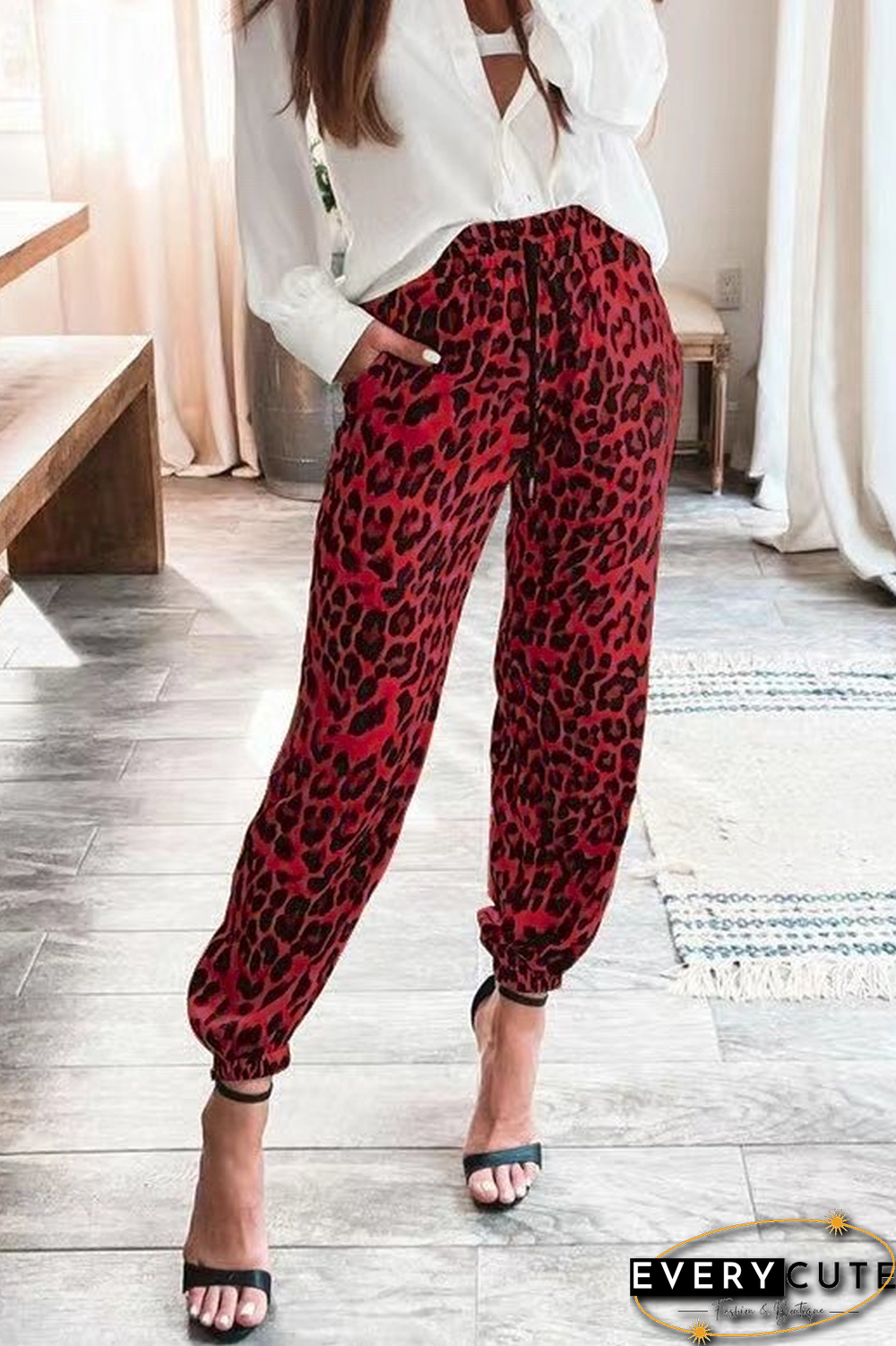 KarliDress If I Could Escape Leopard Pants P12591