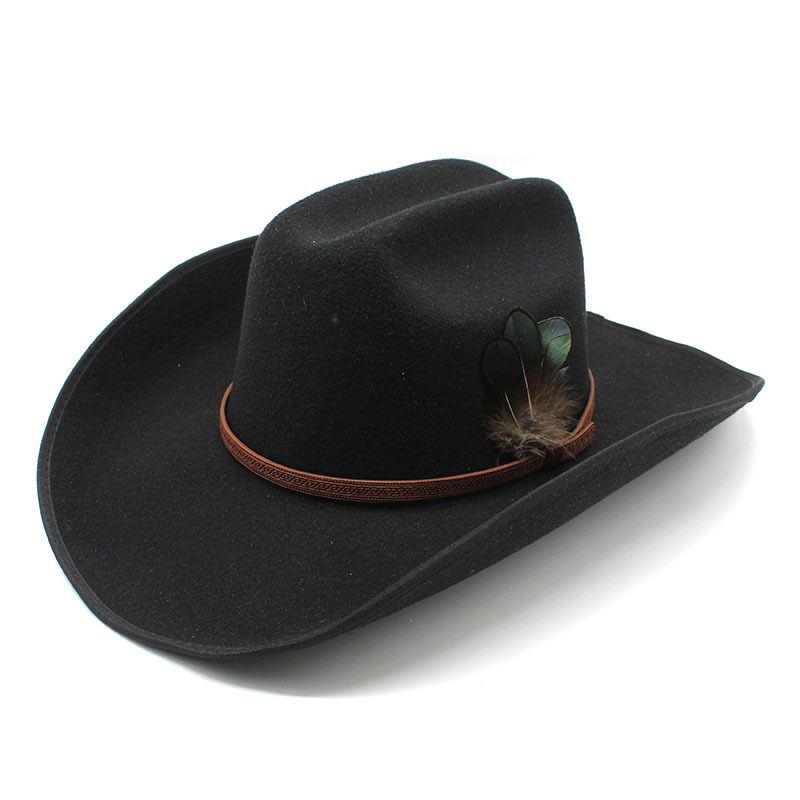 Autumn/Winter Woolen Gentleman's Felt Hat - Feather Trim