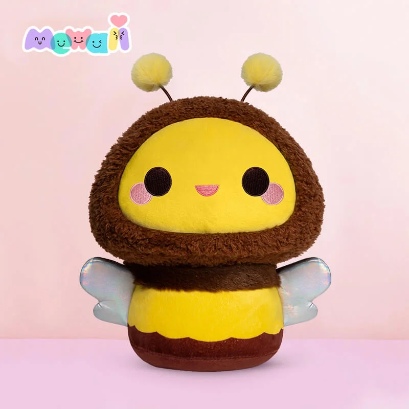 Mewaii® Mushroom Family Hooded Brown Bee Kawaii Plush Pillow Squish Toy