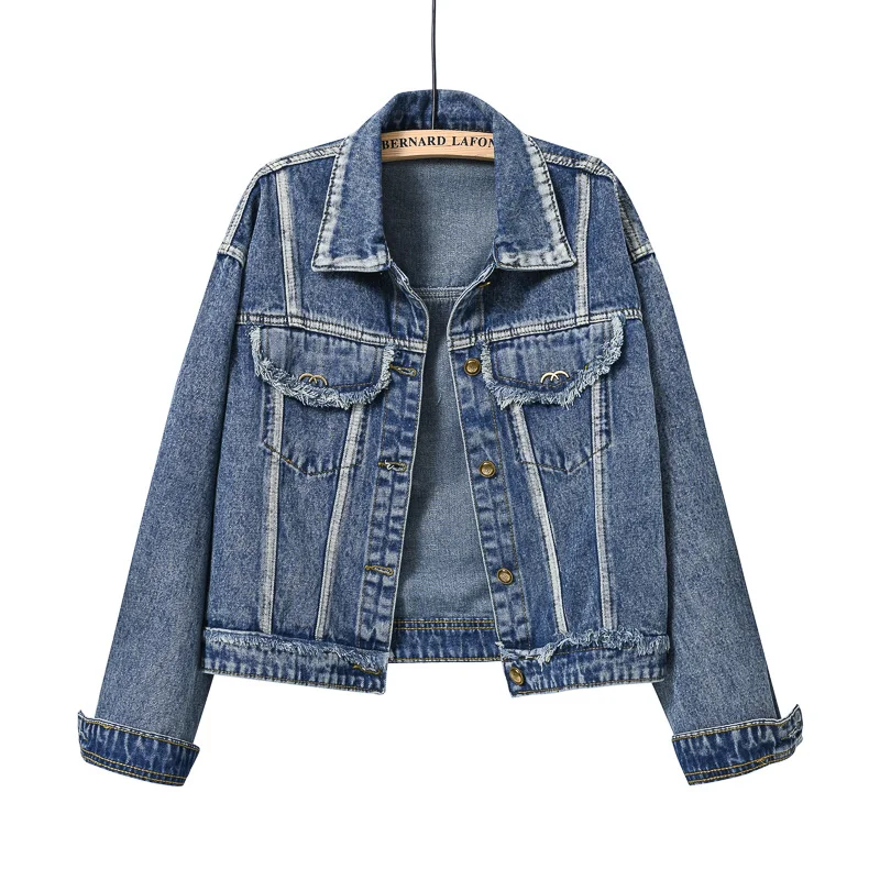 Women's Retro Denim Jacket Lapel Casual Blue Short Jacket