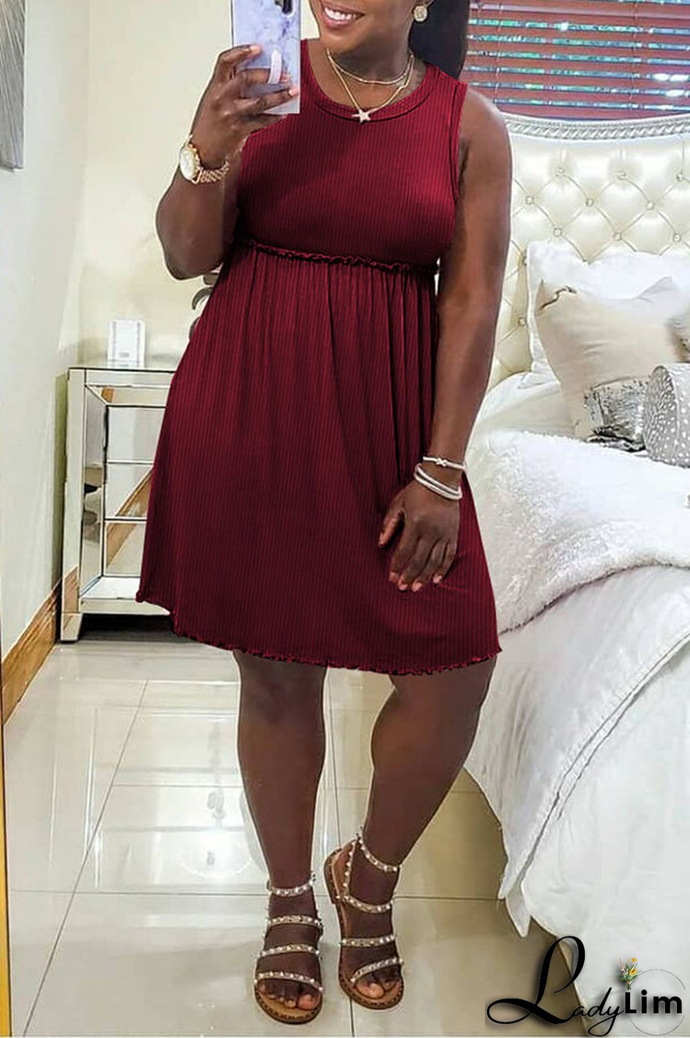 Apricot Casual Solid Patchwork U Neck Cake Skirt Dresses