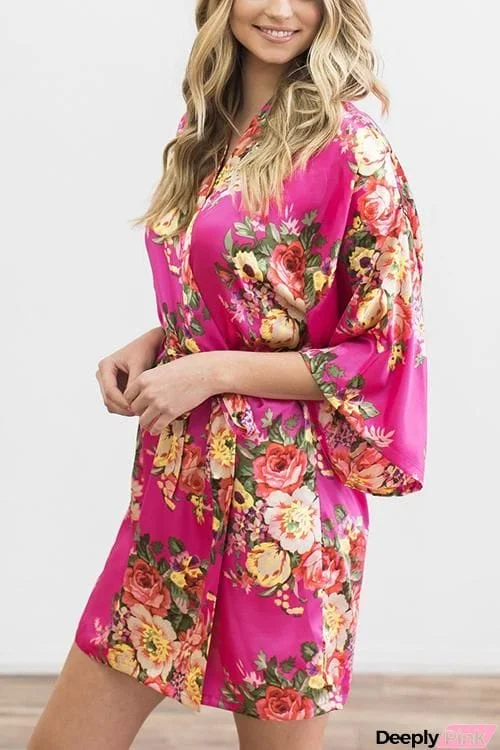 Floral Print Belted Robe