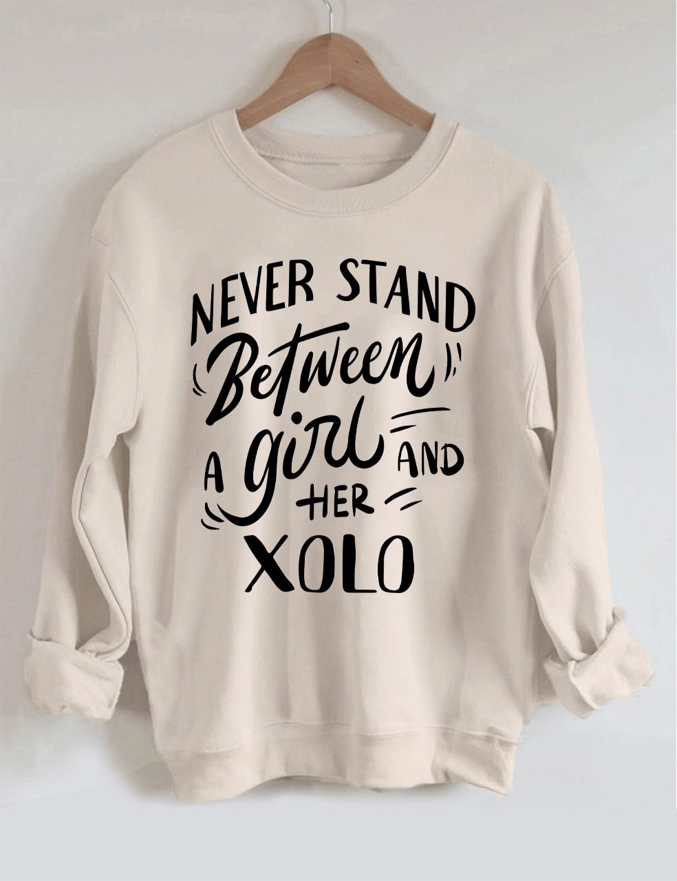 Never Stand Between A Girl And Her Xolo Sweatshirt