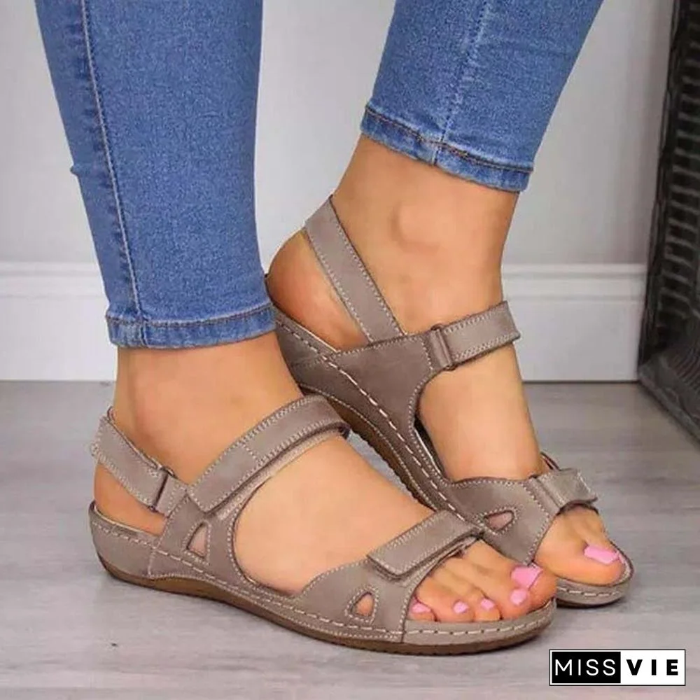 Summer Woman Sandals New College Style Ladies Sandals Low Heel Wedge Casual Women Shoes Fashion Leather New Shoes For Femme