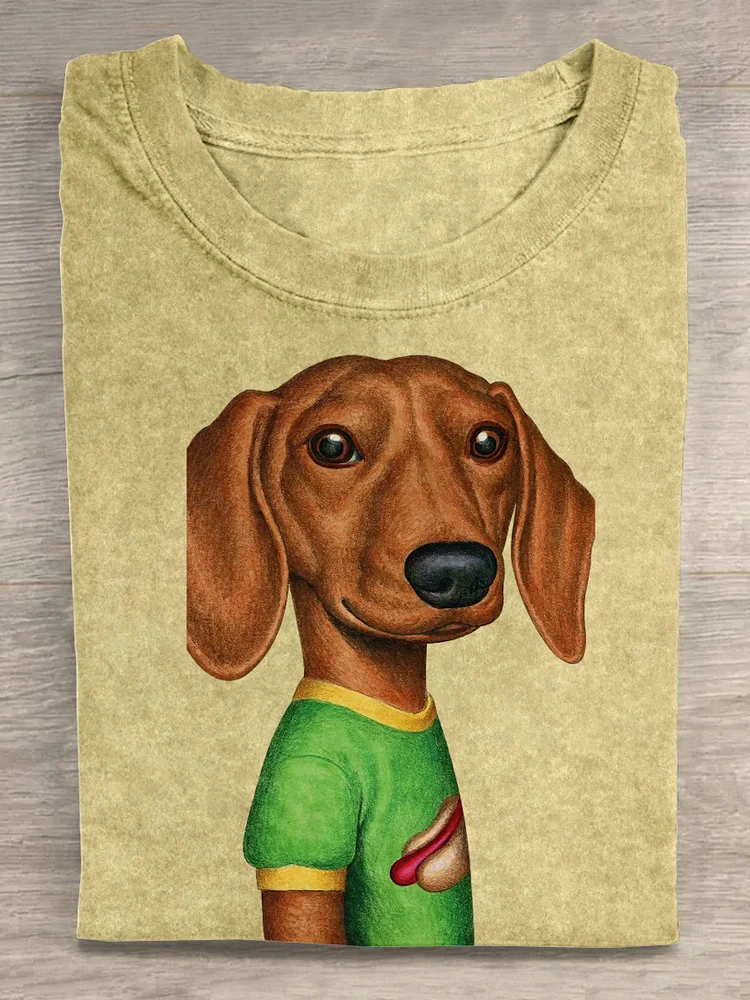 Funny Dachshund Dog Art Print T-shirt