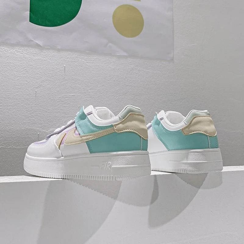 Womens Sneakers Platform Med Heel Ladies Wear-resisting Comfortable Leather Casual Shoes Women Vulcanized Shoes Zapatos De Mujer