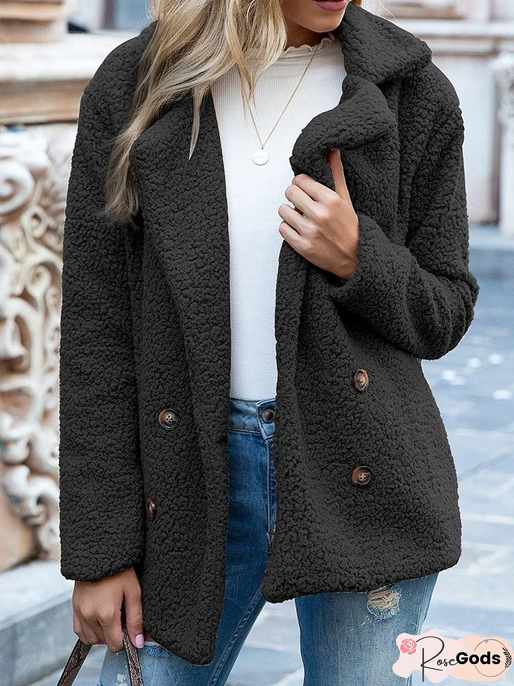 Casual Long Sleeve Shawl Collar Fleece Teddy Jacket